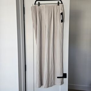 Donna Karan Elegant Beige Wide Leg Pants